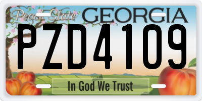 GA license plate PZD4109