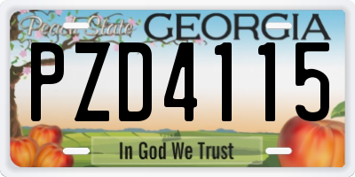 GA license plate PZD4115
