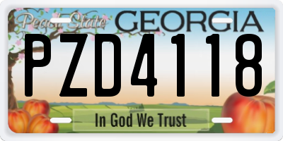 GA license plate PZD4118