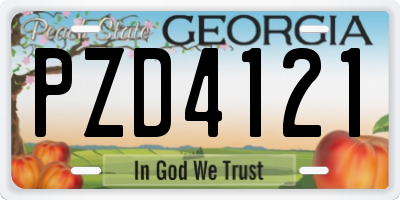 GA license plate PZD4121