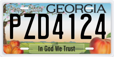 GA license plate PZD4124