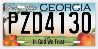 GA license plate PZD4130