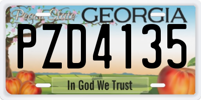 GA license plate PZD4135