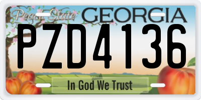 GA license plate PZD4136