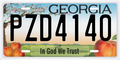 GA license plate PZD4140