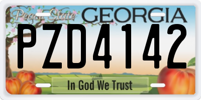 GA license plate PZD4142