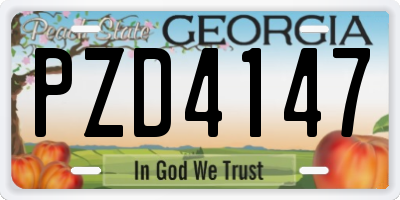 GA license plate PZD4147