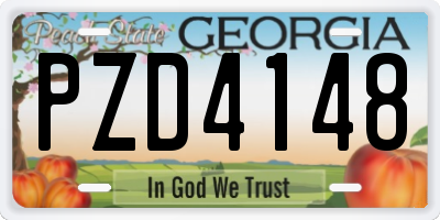 GA license plate PZD4148