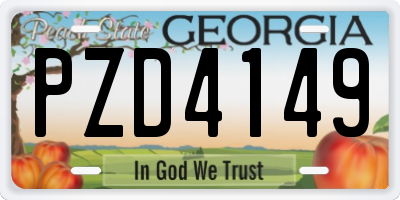 GA license plate PZD4149