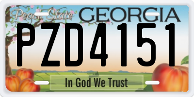 GA license plate PZD4151