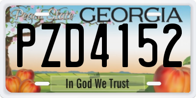 GA license plate PZD4152