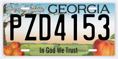 GA license plate PZD4153