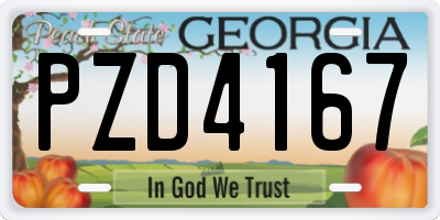 GA license plate PZD4167