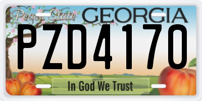 GA license plate PZD4170