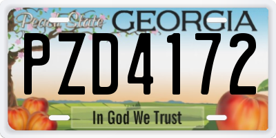 GA license plate PZD4172