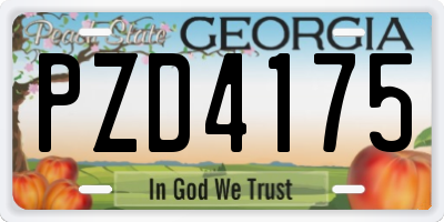 GA license plate PZD4175