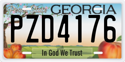 GA license plate PZD4176