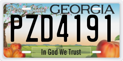 GA license plate PZD4191