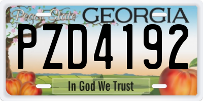 GA license plate PZD4192