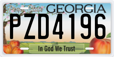 GA license plate PZD4196