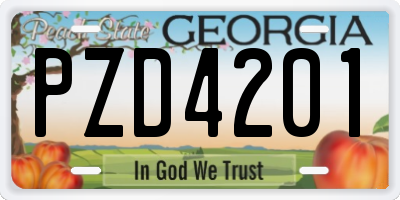 GA license plate PZD4201