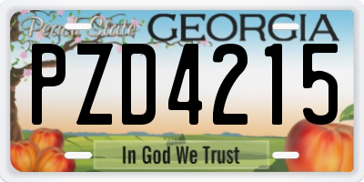 GA license plate PZD4215
