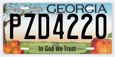 GA license plate PZD4220