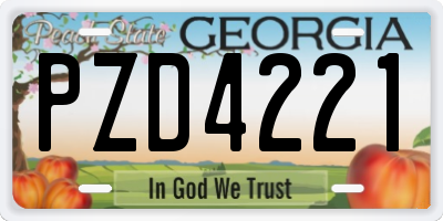 GA license plate PZD4221