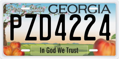 GA license plate PZD4224