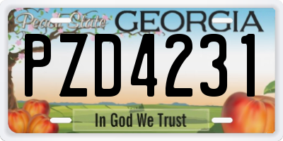 GA license plate PZD4231