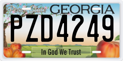 GA license plate PZD4249