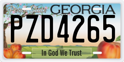 GA license plate PZD4265