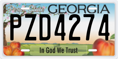 GA license plate PZD4274