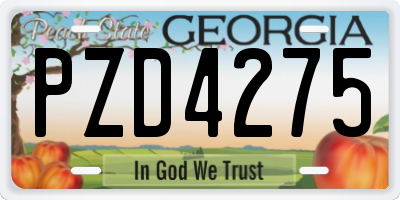 GA license plate PZD4275