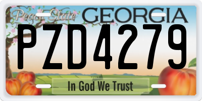 GA license plate PZD4279