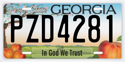 GA license plate PZD4281