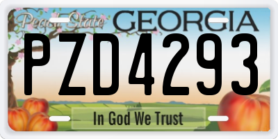 GA license plate PZD4293