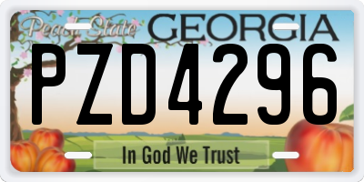 GA license plate PZD4296