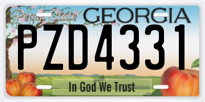 GA license plate PZD4331