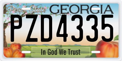 GA license plate PZD4335