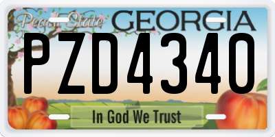 GA license plate PZD4340