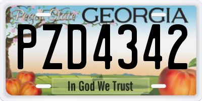 GA license plate PZD4342