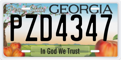 GA license plate PZD4347