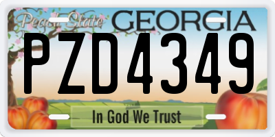 GA license plate PZD4349