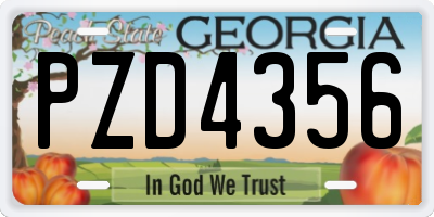 GA license plate PZD4356