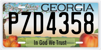 GA license plate PZD4358