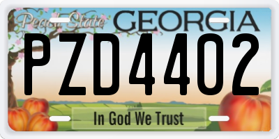 GA license plate PZD4402