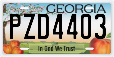 GA license plate PZD4403