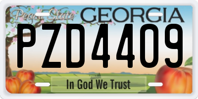 GA license plate PZD4409