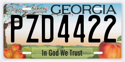 GA license plate PZD4422